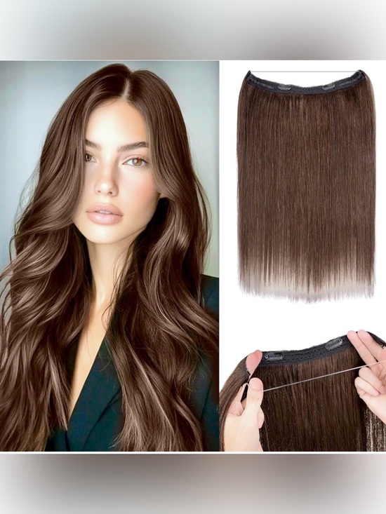 Other - 18” Dark Brown #4 Halo Fishwire Clip-In Human Hair Extension 1pc #033
